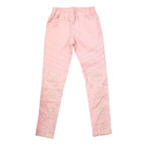2/$20 Y2K Pink Lace & Beads Flower Pattern Pants Size: 24"